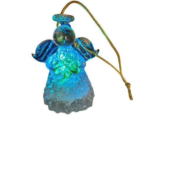 Vtg Lot of 4 Glass Angel Ornaments Christmas Color Changing Gold Green Clover - Picture 9 of 14